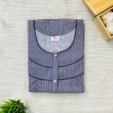 Long Zip Feeding Nighty, Free Size, Short Sleeve Sleepwear in Softest Cotton Fabric (Bra Size 34-38 | 54″-56″ Lengt